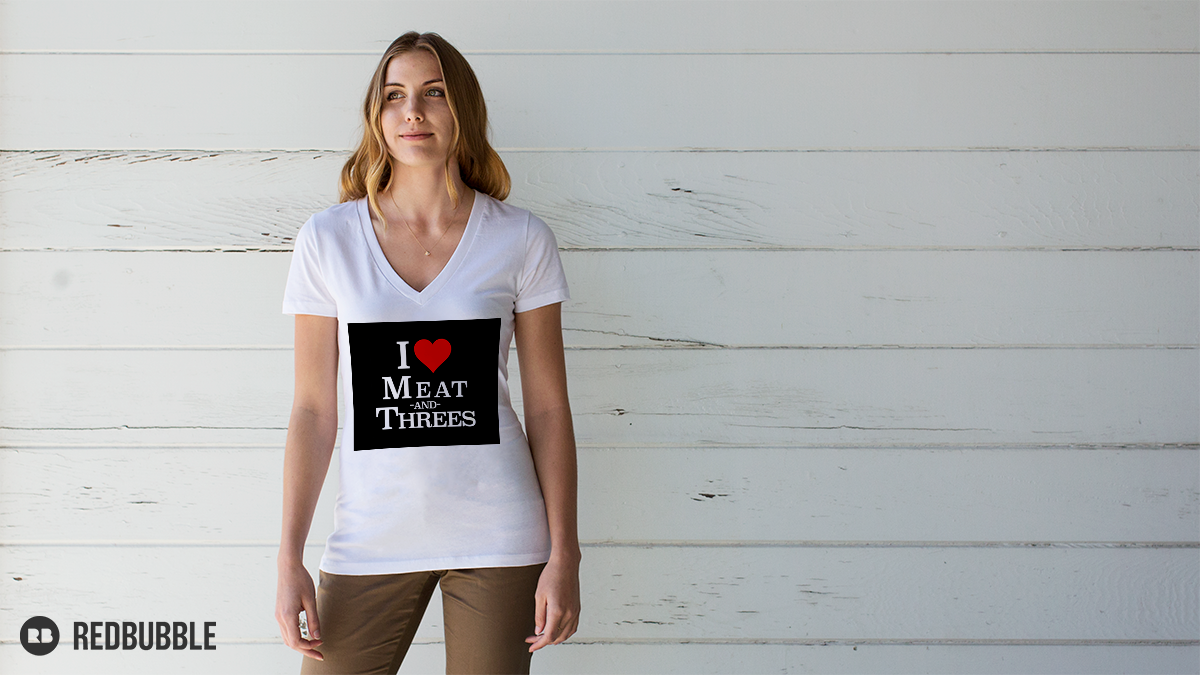 RedBubble I Love Meat and Threes V Neck T-shirt